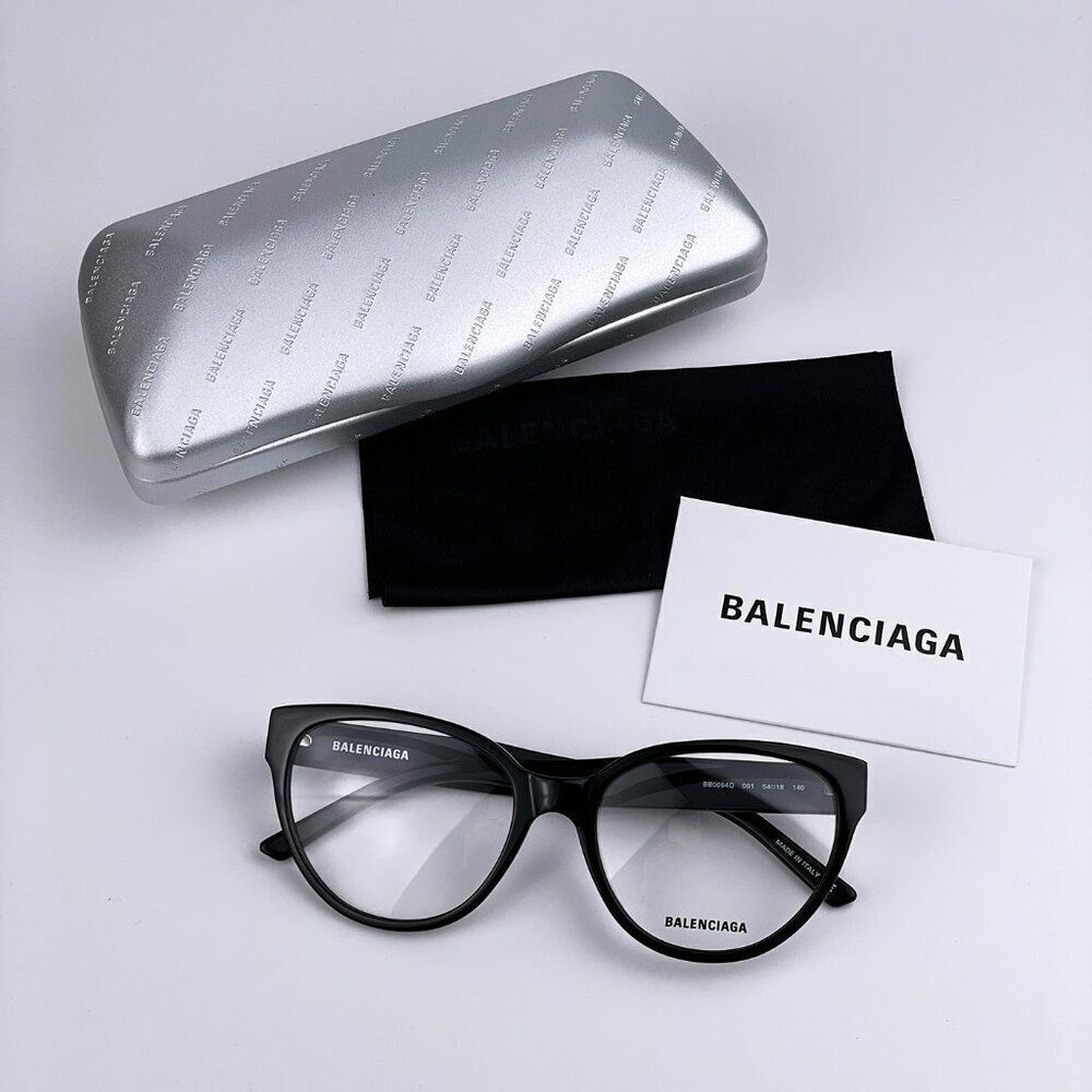 SALE! NEW Balenciaga Everyday BB0064O 001 Black Demo Cat Eye Women Eyeglasses - Picture 9 of 10